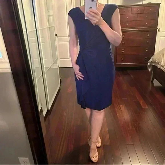 Lauren Ralph Lauren Dress Surplice Wrap Front Sleeveless Royal Blue  Size 2 - Picture 14 of 16